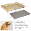 CUCCIA PER CANI RIALZATA CON CUSCINOLAVABILE, LETTINO GAMBE IN LEGNO E ACCIAIO, 110X70X15.5CM, ROVERE E GRIGIO