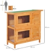 GABBIA A DUE PIANI PER CONIGLI, CONIGLIERA DA ESTERNO IN LEGNO DI ABETE, 90X45X90 CM, LEGNO E VERDE