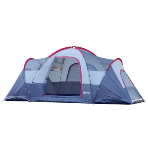TENDA DA CAMPEGGIO PER 6 PERSONE IDROREPELLENTE CON  PALI IN FIBRA DI VETRO, 4.55X2.3X1.8M, GRIGIA
