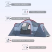 TENDA DA CAMPEGGIO PER 6 PERSONE IDROREPELLENTE CON  PALI IN FIBRA DI VETRO, 4.55X2.3X1.8M, GRIGIA