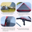TENDA DA CAMPEGGIO PER 6 PERSONE IDROREPELLENTE CON  PALI IN FIBRA DI VETRO, 4.55X2.3X1.8M, GRIGIA
