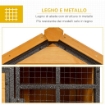 GABBIA PER CONIGLI CON CASETTA, RAMPA E AREA APERTA, CONIGLIERA IN LEGNO E METALLO GIALLO CHIARO, 122X63X92CM