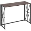 TAVOLO CONSOLLE DA INGRESSO STILE INDUSTRIALE PIEGHEVOLE IN LEGNO E METALLO, 100X38X80 CM, MARRONE