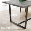 TAVOLO DA PRANZO RETTANGOLARE STILE INDUSTRIALE PER 8 PERSONE, 180X90X75 CM, GRIGIO E NERO