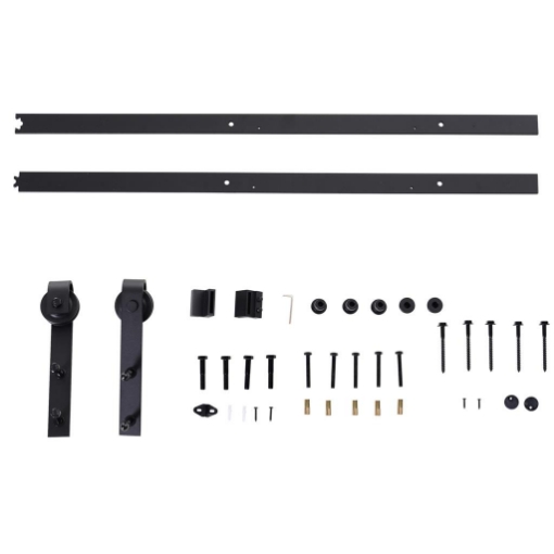 KIT BINARIO PER PORTE SCORREVOLI NERO, 200X4X0.6CM