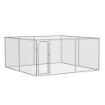 KENNEL PER CANI DA ESTERNO A MAGLIE CON PORTA CON BLOCCO IN ACCIAIO, 400X400X182CM, ARGENTO