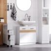 MOBILE SOTTO LAVABO BAGNO, MOBILETTO BAGNO SOTTOLAVANDINO CON ANTINE IN LEGNO, 60X30X60.5CM - BIANCO