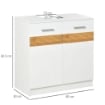 MOBILE SOTTO LAVABO BAGNO, MOBILETTO BAGNO SOTTOLAVANDINO CON ANTINE IN LEGNO, 60X30X60.5CM - BIANCO