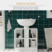 MOBILE SOTTO LAVABO BAGNO, MOBILETTO BAGNO SOTTOLAVANDINO CON ANTINE IN LEGNO, 60X30X60.5CM - BIANCO