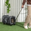 TRASPORTINO PER CANI E GATTI 4 IN 1 PIEGHEVOLE CON MANIGLIA TELESCOPICA, 50X31X37 CM, GRIGIO