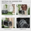 TRASPORTINO PER CANI E GATTI 4 IN 1 PIEGHEVOLE CON MANIGLIA TELESCOPICA, 50X31X37 CM, GRIGIO