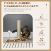 TIRAGRAFFI PER GATTI 4 KG MAX IN TRUCIOLATO E IUTA CON PALLINE DA GIOCO INCLUSE, 35X23X40 CM, COLOR ROVERE