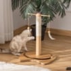 TIRAGRAFFI PER GATTINI FINO 5KG CON PIUME, PALLINE E ACCESSORI IN LEGNO, 40X37X51CM - MARRONE/BEIGE