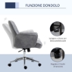 SEDIA DA UFFICIO ERGONOMICA ALTEZZA REGOLABILE RIVESTIMENTO IN MICROFIBRA, 67X69X92-102 CM GRIGIO CHIARO