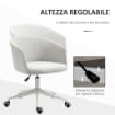 SEDIA DA UFFICIO CON ALTEZZA REGOLABILE, RUOTE E SEDUTA GIREVOLE IN TESSUTO 57L X 56P X 70-78A CM GRIGIO CHIARO