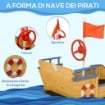 SABBIERA PER BAMBINI IN LEGNO A FORMA DI NAVE PIRATA CON VANO 158X78X45CM