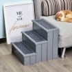 SCALETTA PER CANI A 3 GRADINI CON TAPPETO ANTISCIVOLO E SPAZIO INTERNO, 40.5X44.5X38CM, GRIGIO