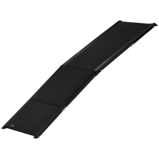 RAMPA PER CANI PIEGHEVOLE CON SUPERFICIE ANTISCIVOLO IN MDF E ALLUMINIO, 158X43.5X2.5 CM, NERO