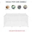 RECINTO PER CONIGLI, CUCCIOLI E PICCOLI ANIMALI MODULABILE IN METALLO E PP, 12 PANNELLI DA 35X45 CM BIANCO