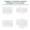 RECINTO PER CONIGLI, CUCCIOLI E PICCOLI ANIMALI MODULABILE IN METALLO E PP, 12 PANNELLI DA 35X45 CM BIANCO