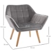 POLTRONCINA STILE NORDICO IN LEGNO ED EFFETTO VELLUTO GRIGIO PER SOGGIORNO O UFFICIO, 64X62X72.5 CM