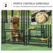 RECINTO PER CANI DA ESTERNO CON SERRATURA, 2 CIOTOLE GIREVOLI E COPERTURA RIMOVIBILE, NERO E ROSSO