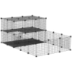 RECINTO PER CONIGLI MODULABILE IN METALLO CON SCALETTA E ACCESSORI MONTAGGIO, 175X105X70CM - NERO