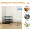 RECINTO PER CONIGLI MODULABILE IN METALLO CON SCALETTA E ACCESSORI MONTAGGIO, 175X105X70CM - NERO