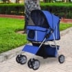 PASSEGGINO PER CANI PIEGHEVOLE IN TESSUTO CON CESTINO E PORTABICCHIERI, 75X45X97CM - BLU