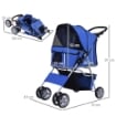 PASSEGGINO PER CANI PIEGHEVOLE IN TESSUTO CON CESTINO E PORTABICCHIERI, 75X45X97CM - BLU