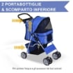 PASSEGGINO PER CANI PIEGHEVOLE IN TESSUTO CON CESTINO E PORTABICCHIERI, 75X45X97CM - BLU