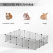 RECINTO PER CONIGLI MODULABILE CON ACCESSORI MONTAGGIO, IN ACCIAIO, 105X105X70CM - NERO