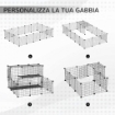 RECINTO PER CONIGLI MODULABILE CON ACCESSORI MONTAGGIO, IN ACCIAIO, 105X105X70CM - NERO
