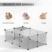 RECINTO PER CONIGLI E PORCELLINI D'INDIA MODULABILE CON ACCESSORI MONTAGGIO, 105X70X35CM - NERO