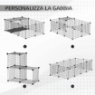 RECINTO PER CONIGLI E PORCELLINI D'INDIA MODULABILE CON ACCESSORI MONTAGGIO, 105X70X35CM - NERO