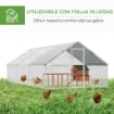 POLLAIO DA GIARDINO CON TELAIO ZINCATO, COPERTURA IMPERMEABILE E RETE ESAGONALE, 3X6X2M, ARGENTO