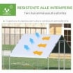 POLLAIO DA GIARDINO CON TELAIO ZINCATO, COPERTURA IMPERMEABILE E RETE ESAGONALE, 3X8X2M, ARGENTO