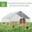 POLLAIO DA GIARDINO CON TELAIO ZINCATO, COPERTURA IMPERMEABILE E RETE ESAGONALE, 3X8X2M, ARGENTO