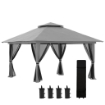 GAZEBO PIEGHEVOLE 4X4 CON BORSA DA TRASPORTO, PICCHETTI, FUNI E SACCHI DI SABBIA INCLUSI, 392X392X283 CM, GRIGIO