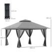 GAZEBO PIEGHEVOLE 4X4 CON BORSA DA TRASPORTO, PICCHETTI, FUNI E SACCHI DI SABBIA INCLUSI, 392X392X283 CM, GRIGIO