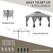 GAZEBO PIEGHEVOLE 4X4 CON BORSA DA TRASPORTO, PICCHETTI, FUNI E SACCHI DI SABBIA INCLUSI, 392X392X283 CM, GRIGIO