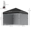 GAZEBO DA GIARDINO PIEGHEVOLE AD ALTEZZA REGOLABILE CON 2 PARETI E BORSA INCLUSA, 297X297X274 CM, NERO