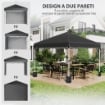 GAZEBO DA GIARDINO PIEGHEVOLE AD ALTEZZA REGOLABILE CON 2 PARETI E BORSA INCLUSA, 297X297X274 CM, NERO