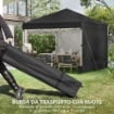 GAZEBO DA GIARDINO PIEGHEVOLE AD ALTEZZA REGOLABILE CON 2 PARETI E BORSA INCLUSA, 297X297X274 CM, NERO