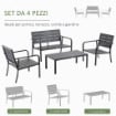 SET SALOTTO DA GIARDINO DA 4 PEZZI CON PANCHINA A 2 POSTI 2 POLTRONE E TAVOLINO