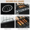 BARBECUE A GAS CON COPERCHIO, 4 BRUCIATORI DA 11.6KW, FORNELLO, MENSOLA E 2 RUOTE, 110X50X100 CM NERO
