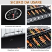 BARBECUE A GAS CON COPERCHIO, 7 BRUCIATORI DA 20KW, FORNELLO LATERALE E 2 RUOTE, 135X50X100CM NERO