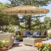 OMBRELLONE DA GIARDINO ROTONDO CON COPERTURA IN PAGLIA E MANOVELLA, Ø265X250CM, CACHI
