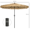 OMBRELLONE DA GIARDINO ROTONDO CON COPERTURA IN PAGLIA E MANOVELLA, Ø265X250CM, CACHI