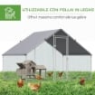 POLLAIO DA GIARDINO CON TELAIO ZINCATO, COPERTURA IMPERMEABILE E RETE ESAGONALE, 3X2X2M, ARGENTO